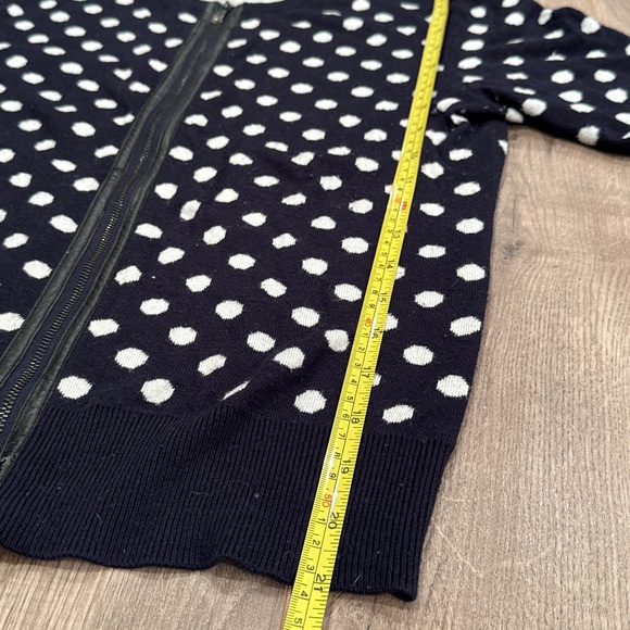 Anne Taylor black and white polka dot zipper cardigan, size S - Picture 8 of 11
